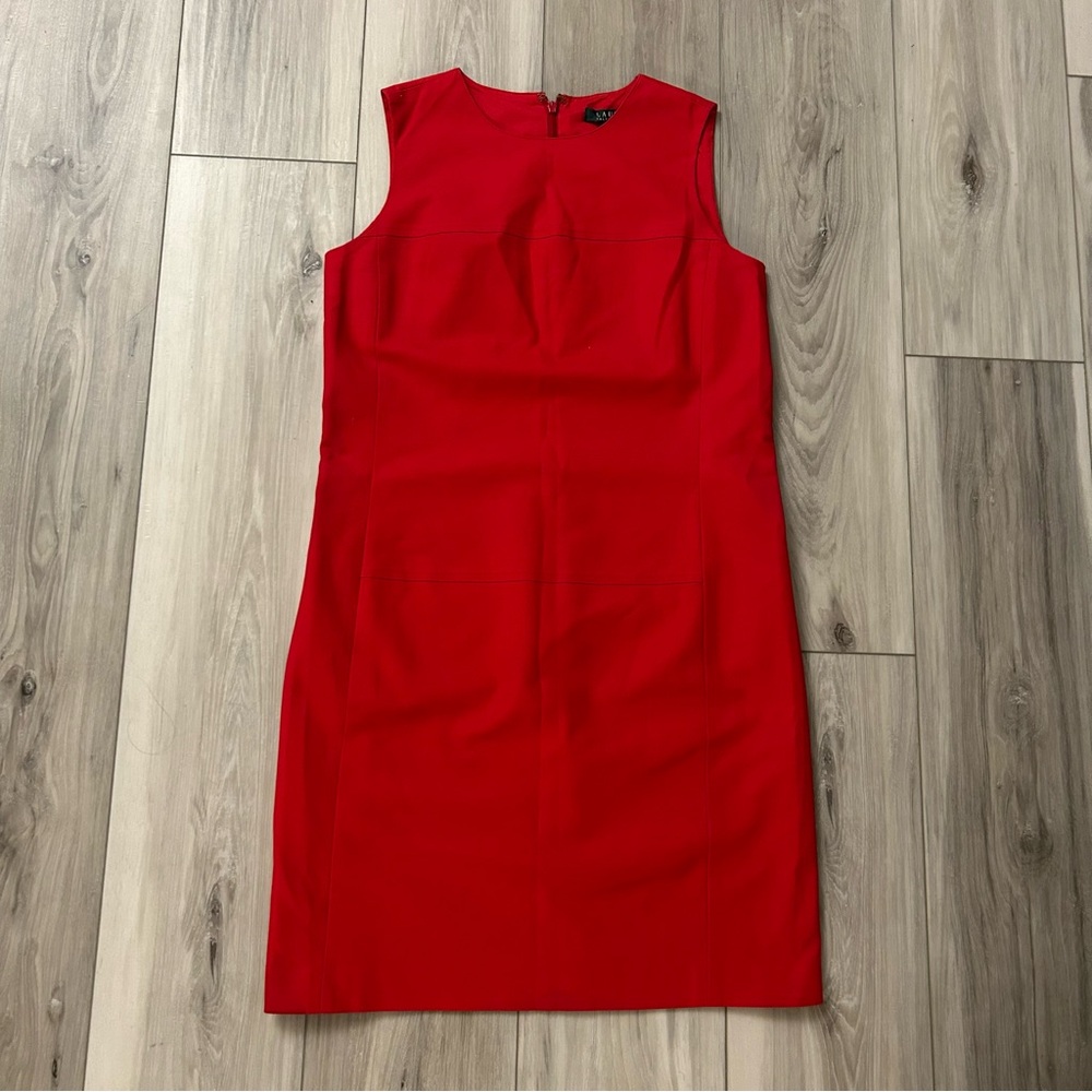 Lauren Ralph Lauren Women’s Sheath Dress Red Sleeveless Lined Stretch Size 4